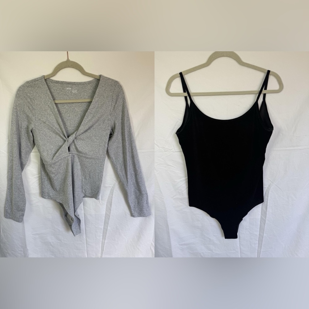 Zara Velvet Bodysuit + Aerie Twist Front Bodysuit‎ Bundle Size L